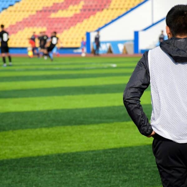 person looking at soccer field